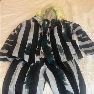 Beetle Juice Large Striped Black and White Costume Set
